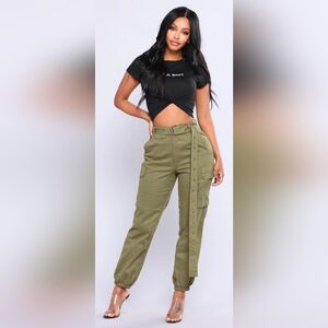 Stylish Olive Green Chic Cargo Pants
